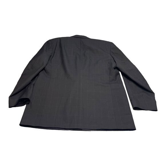 Jones New York Blazer Jacket Men 46L Blue Check 100%% Wool Notch Double Breasted - Picture 2 of 10